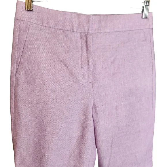 J. Crew Hayden Kickout Crop Pant Stretch Linen Lilac Size 6 - Picture 4 of 12